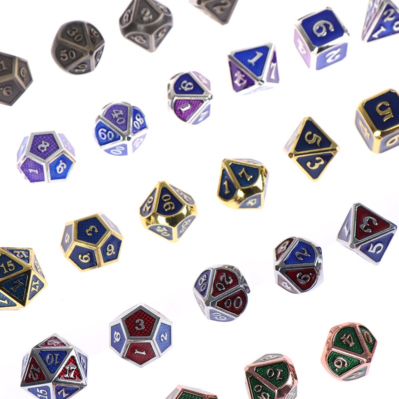 7 PCS/Metall Würfel RPG MTG Würfel Kursiv Dice Polyhedral Würfel Neue ~