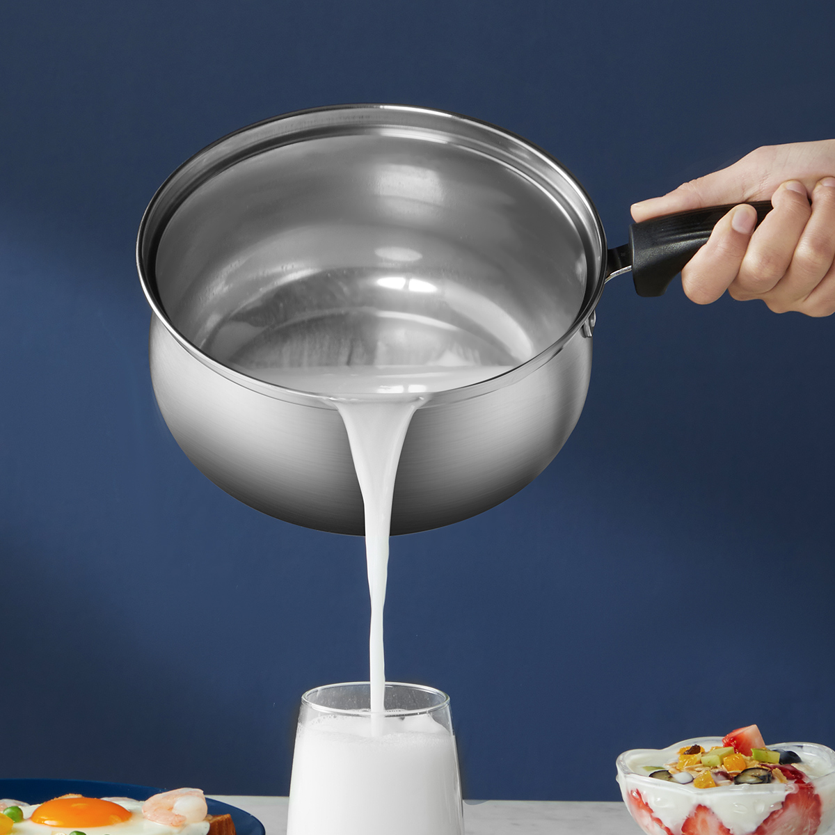 Fornuis Koning Rvs Saus Pan Melk Pot Soep Pan Met Deksel Warmte-Proof Handgrepen Kookgerei Pak Voor Alle kachel Inductie 16Cm