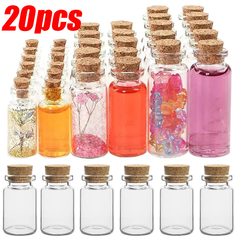 20/10 Pc Mini Kork Stopper Glas Flaschen DIY Geburtstag transparent Leere Nachricht wünschen Flasche Weihnachten Hochzeit Party Dekor