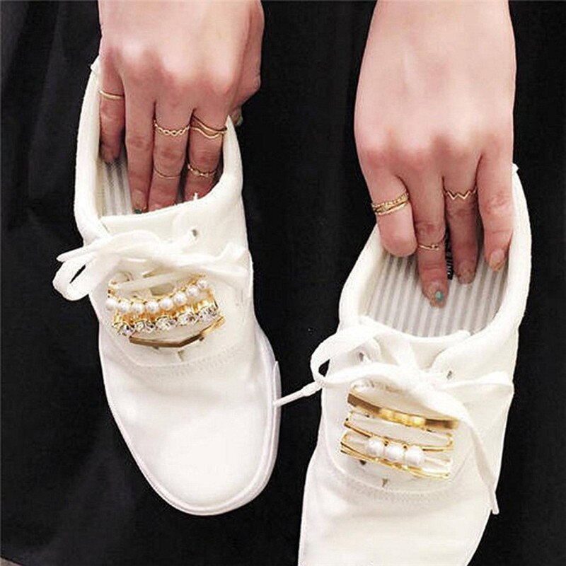 1 pieza de cordones de decoración, accesorios de calzado con perlas blancas, accesorios decorativos para zapatos de mujer, hermosas perlas brillantes con Clip