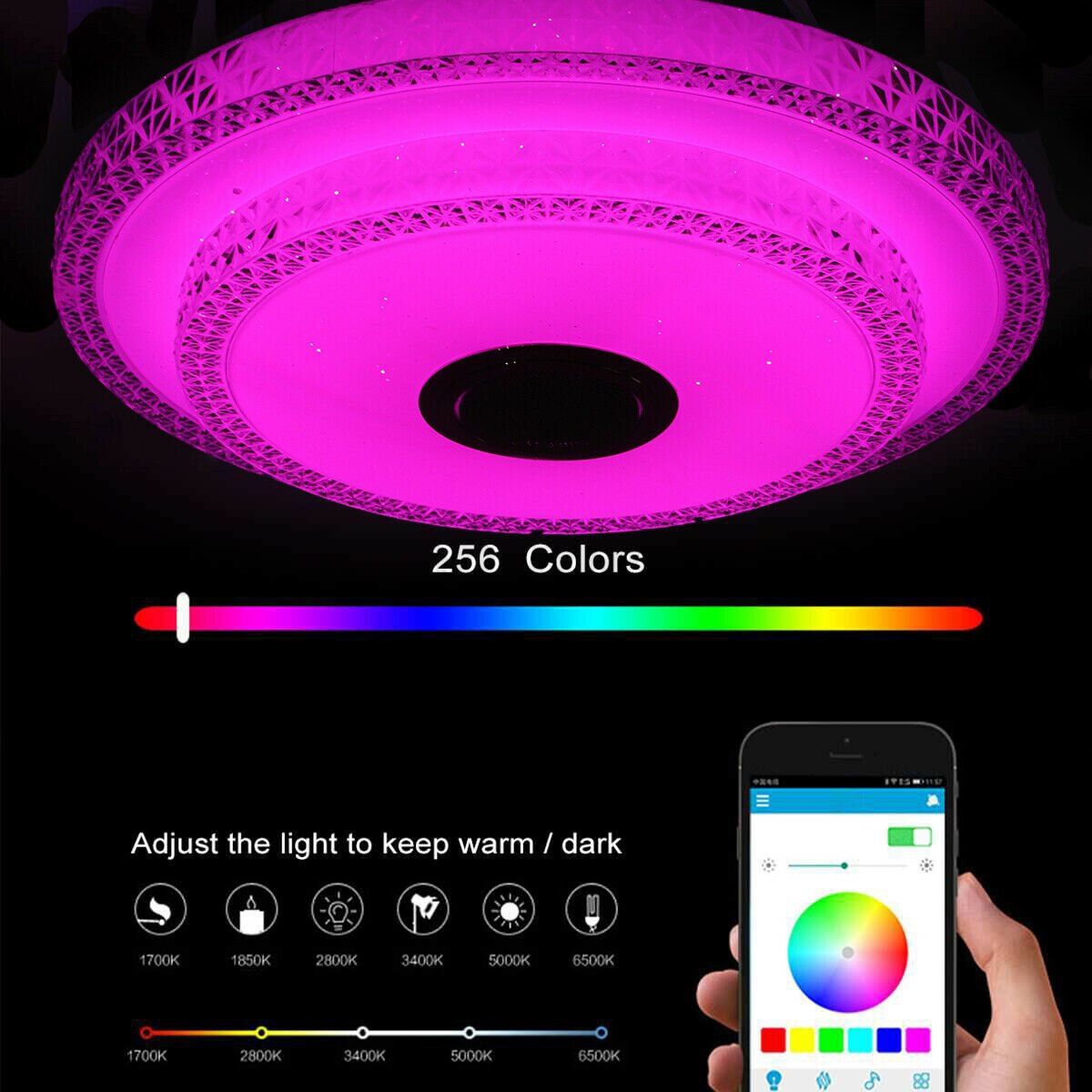 Crystal Led Plafondlamp Bluetooth Speaker Muziek Plafondlamp Mobiele Telefoon App Controle Dimbare Lamp Thuis Licht 110-220V 40Cm