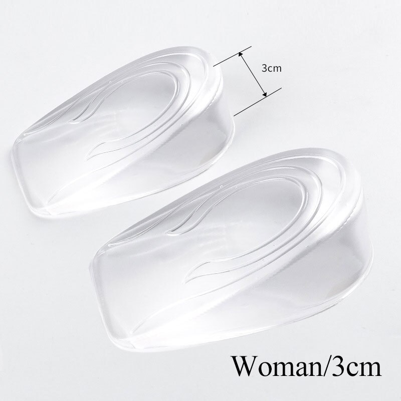 1 Paar Mannen Vrouwen Hak Kussen Inlegzolen Comfortabele Verlichten Voet Pijn Protectors 1-3Cm Hoogte Toename Inlegzolen Ondersteuning schoen Pad: woman 3cm