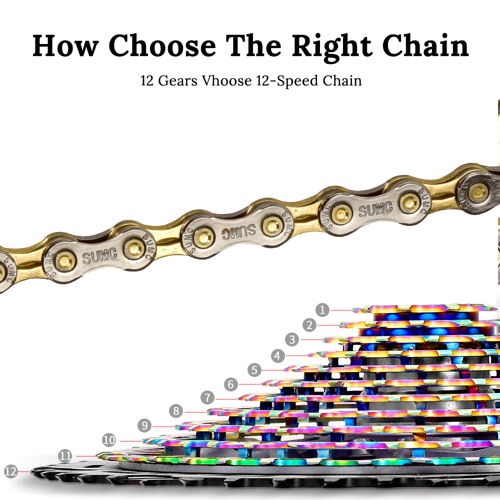 SUMC 9/10/11/12 Speed Bicycle Chain MTB Mountain Road Bike Chain for SHIMANO Campagnolo SRAM Half Hollow Bicycle Chain 116L