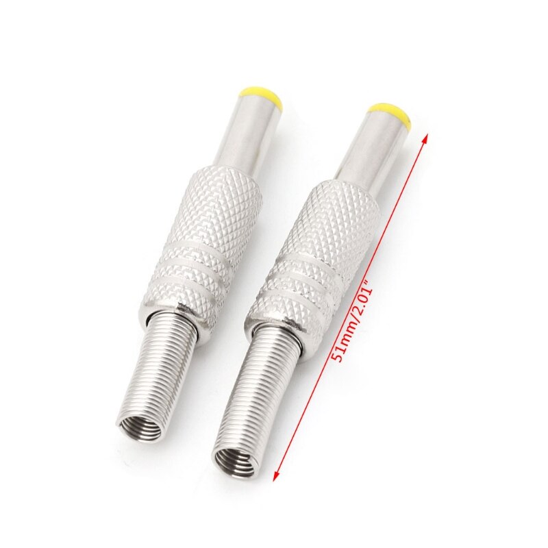 sourcing map 2Pcs DC Mâle Connecteur 5.5mm x 2.5mm x 9mm Puissance Câble Jack Adaptateur Noir