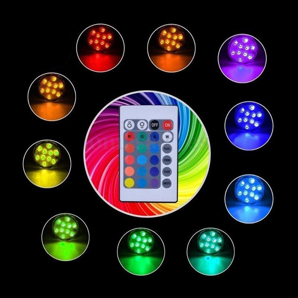 Tinghao 10 led fisktank rgb akvarieljus vattentät nedsänkbar vas poolbelysning undervattensdekor fjärrkontroll