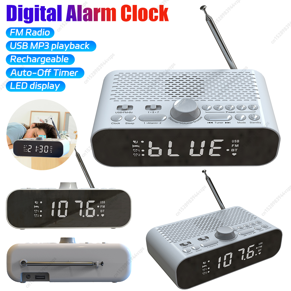 Digitaler Wecker, Radio, LED-Anzeige, digitales Radio mit automatischem Abschalt-Timer, Radiowecker für Schlafzimmer