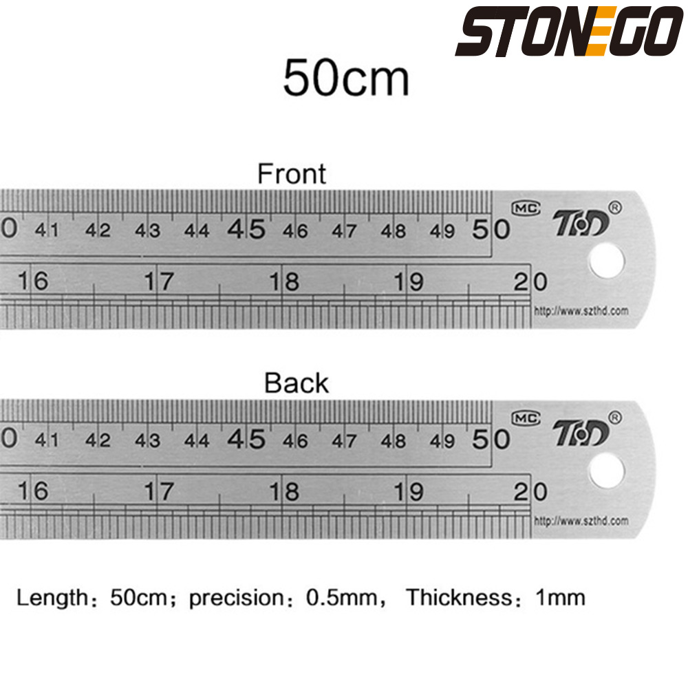 STONEGO Edelstahllineal, 6, 8, 12, 16, 20-Zoll-Metalllineale, mit hochpräziser doppelseitiger Skala für Abschlusslinien: Lila