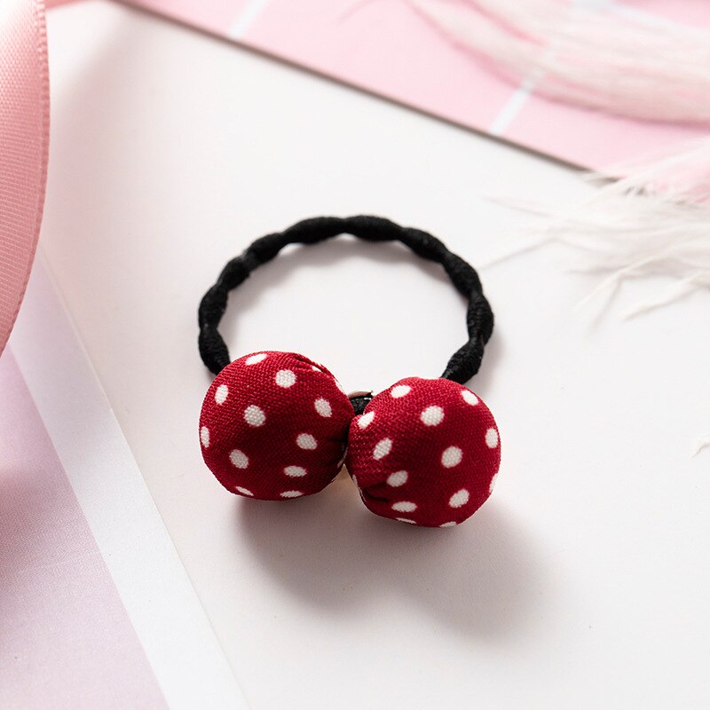 Schattige meisjes bloemenbal haarbanden kinderen elastische haarbanden kinderen haarkoorden hoofdtooi meisjes hoofdbanden haaraccessoires: Roodpunt 4