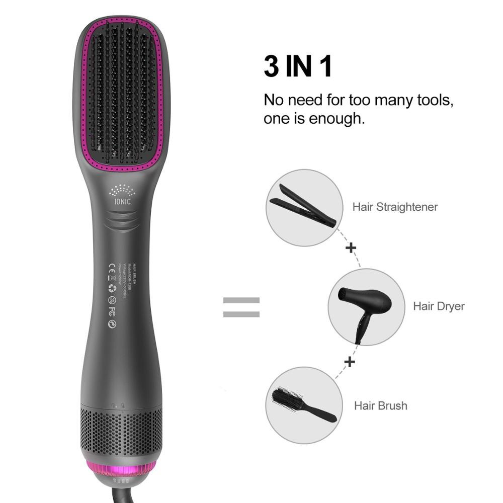 Jeden krok szczotko-suszarka do włosów i Styler suszarka nadmuchowa szczotko-suszarka 2 w 1 jonowy gorący rozpylacz wielofunkcyjny prostowanie dmuchanie włosów grzebień