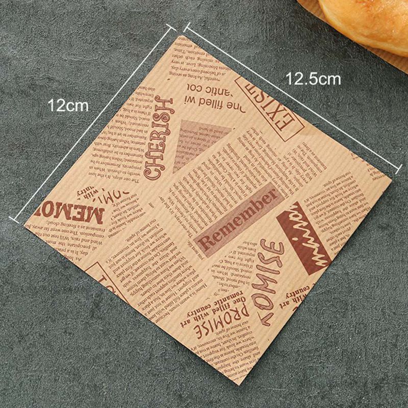 100Pcs Engels Patroon Bakken Pakket Voedsel Vetvrij Papier Zak Sandwich Donut Brood Wrapper Papieren Zak Bakken Accessoire Keuken