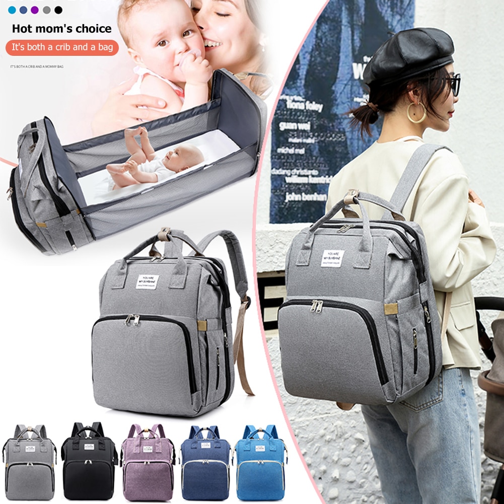 Sac à dos à couches multifonctionnel 3 en 1, berceau pliant, sac d'allaitement de maternité, sac à dos de voyage de grande capacité pour maman