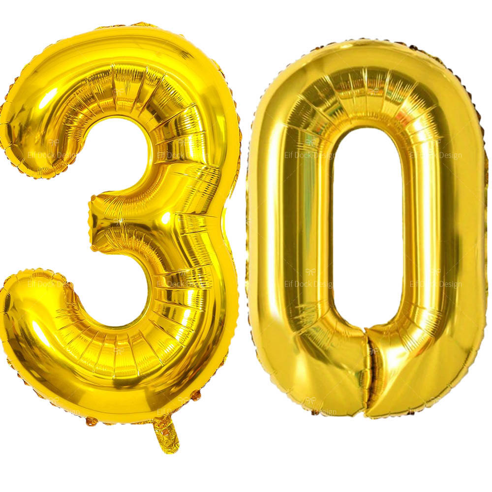 Globos dorados grandes de 40 pulgadas 10 20 30 40 50 60 70 80 90 años suministros de decoración de aniversario de cumpleaños para adultos globo dorado: RUBY