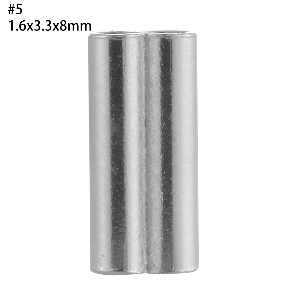 Manguitos de prensado de línea de tubo de cobre doble de acero inoxidable, 100 piezas, 8/10mm, tubo de alambre de pesca ovalado, herramientas de conector de acero inoxidable