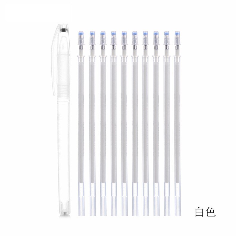 1Set = 10 Uds marcadores para tela lápiz calor de alta temperatura desapareciendo marcador plumas desaparecer de las líneas de dibujo Accesorios: White 10Pcs