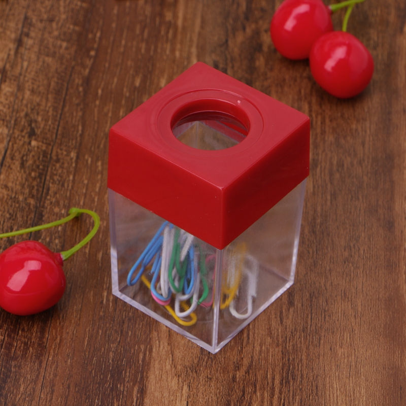 1Pc Magnetic Clip Dispenser Paper Holder Square Box Case Clips Dispenser Office And School Supplies