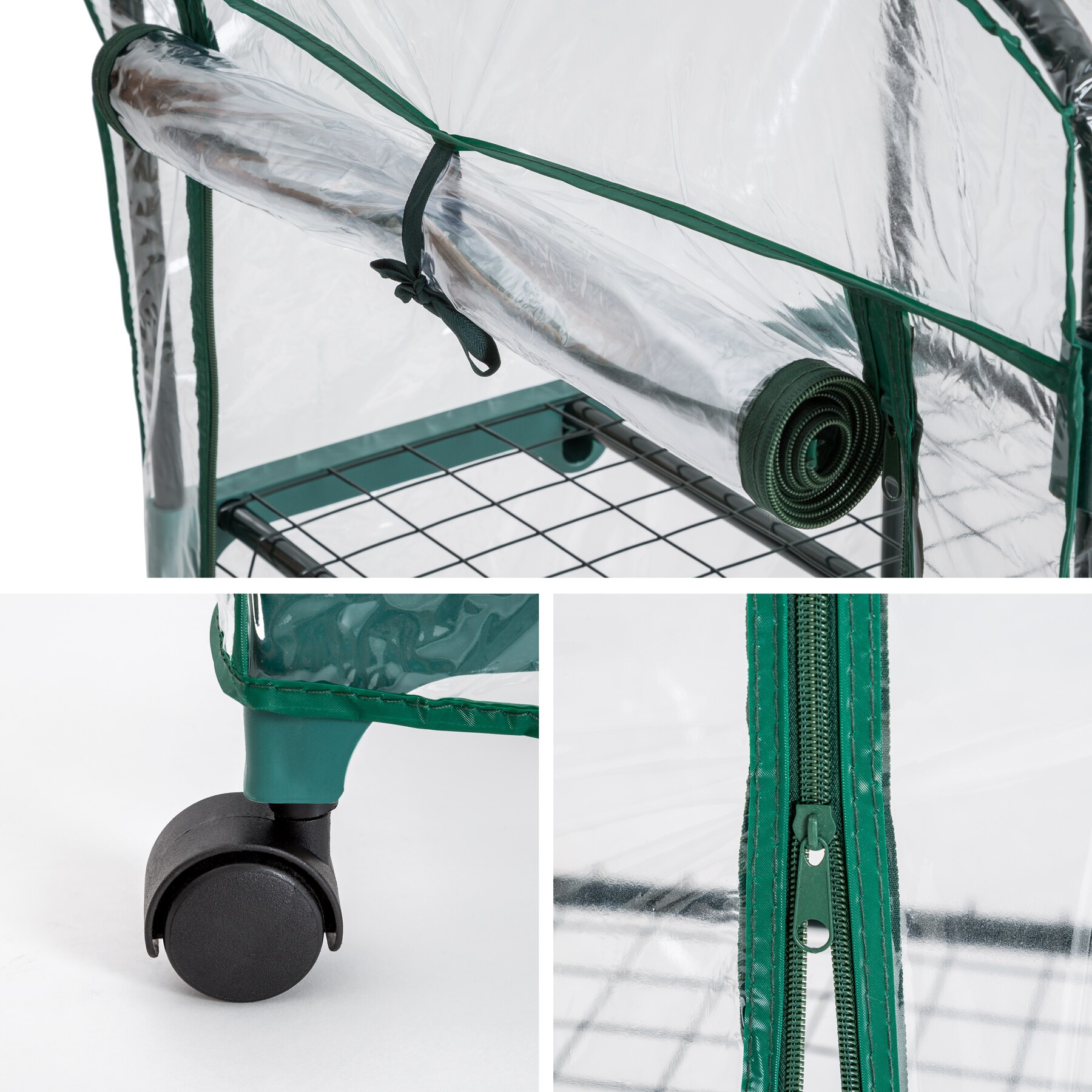 Tectake Invernadero con 3 estantes 69x49x125 cm - invernadero de jardín para frutas y verduras, invernadero con estructura de acero y entrada enrollable, protección contra viento y lluvia, invernáculo para terraza con