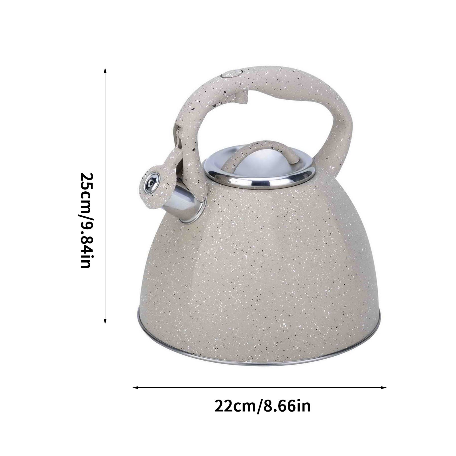 Bouilloire à thé en acier inoxydable, théière universelle en forme de citrouille noire, avec poignée résistante à la chaleur, pour toutes les cuisinières, 3,5 l: 3.7L Beige
