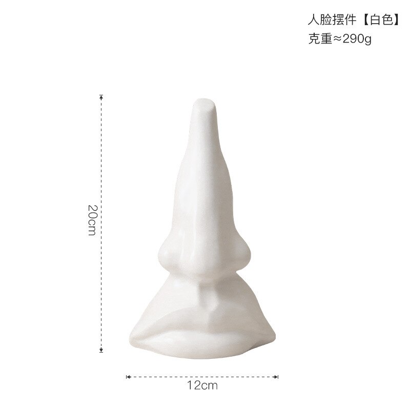 Abstract Human Face Nose Vase Ceramic Crafts Hydroponic Porcelain Vase Flower Arrangement Container Countertop Decoration Modern: B