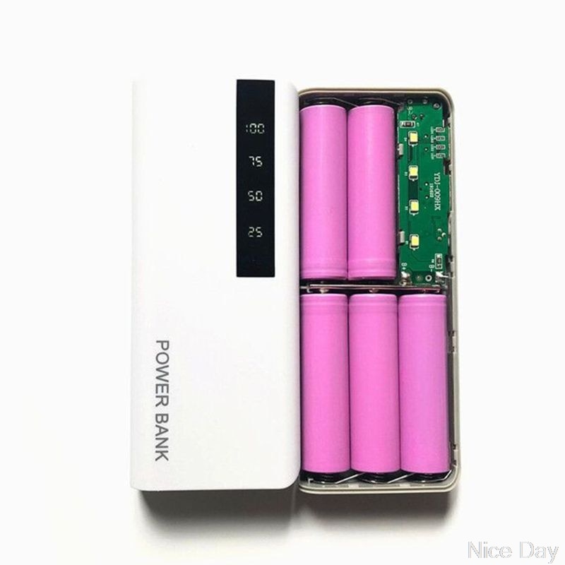 5 x 18650 powerbank batteriboks telefonoplader diy shell taske med digital skærm  ju17 20