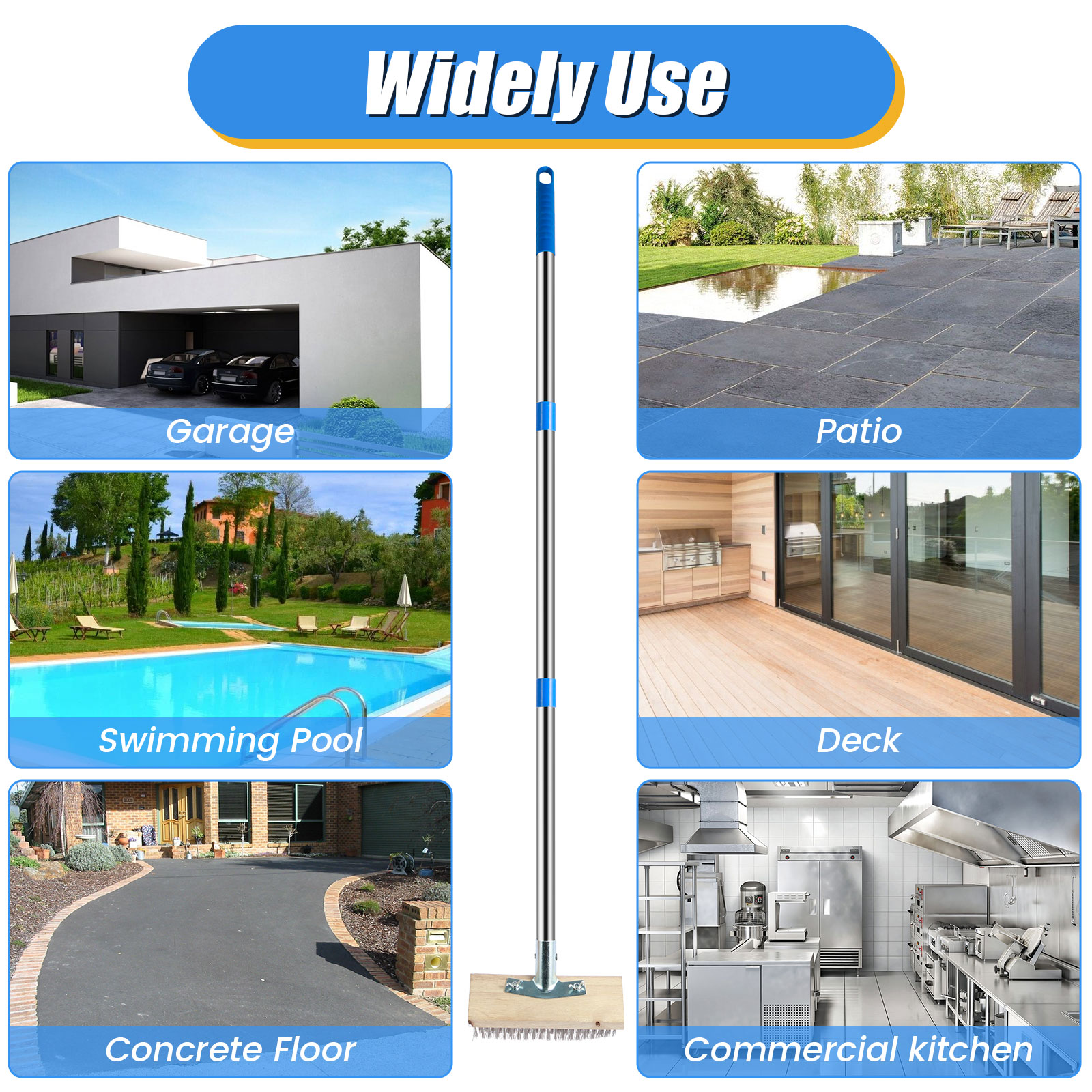 Roestvrij staaldraad vloerborstel Home Clean Scrubber Vlekverwijderaar Reinigingsbezem Garage Patio Vloer Stalen borstel