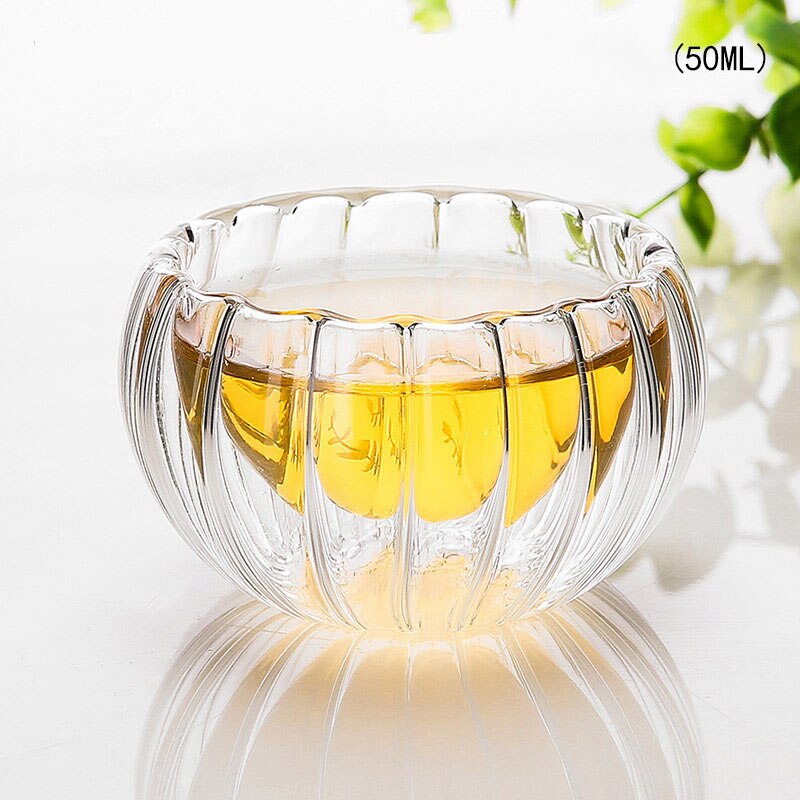 6 st/set pumpa stil dubbellagers väggglas transparent liten tekopp isolering kung fu tekopp tillbehör tekoppar verktyg