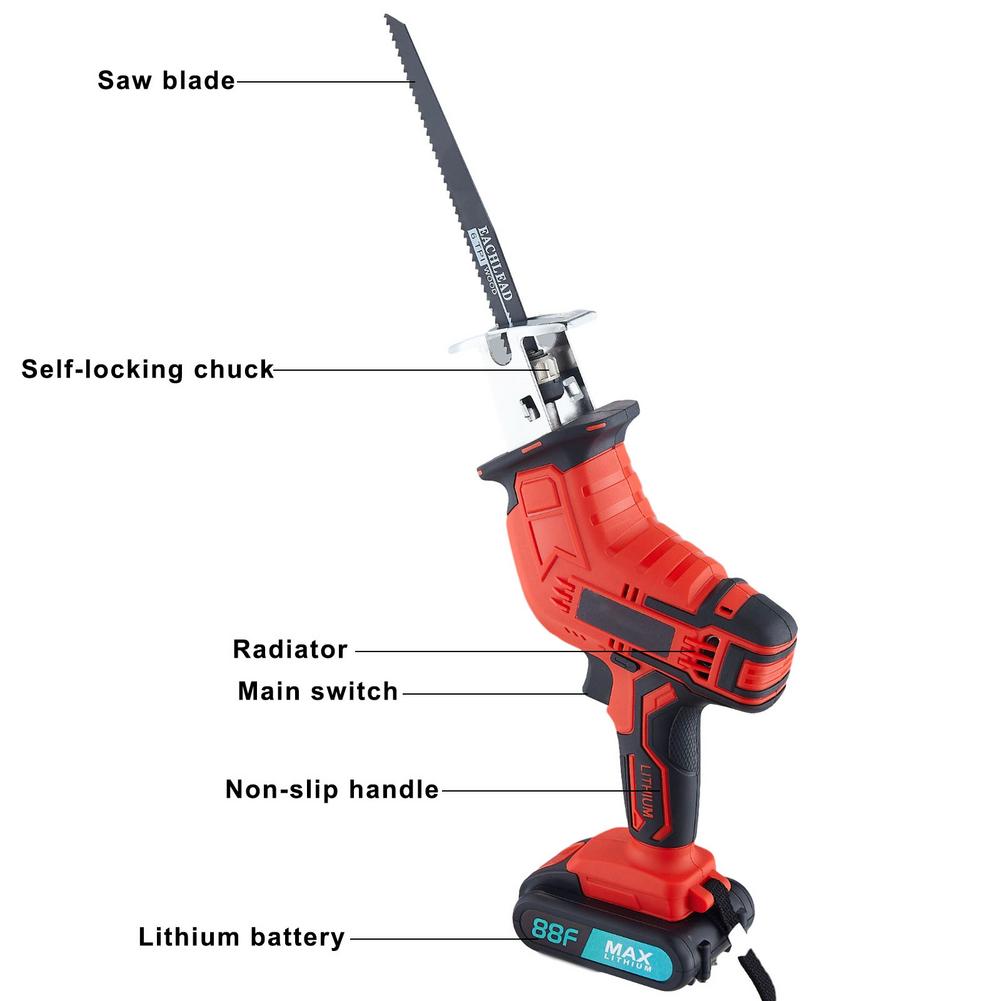 Handheld Lithium Reciprocating Saw Sabre Saw Hand Saw Woodworking Electric Saw Small Sabre Saw Free 4 Saw Blades
