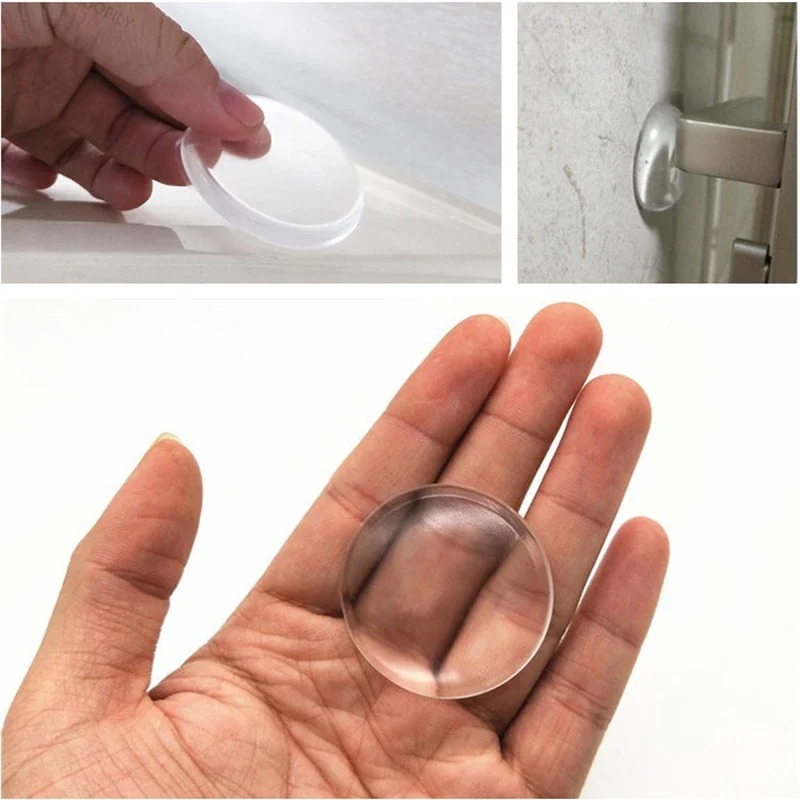 6 Stück Türgriff-Stoßstangenpolster, selbstklebend, transparent, Silikon, Wandschutz, Anti-stoßen, waschbar, wiederverwendbar, runder Türstopper