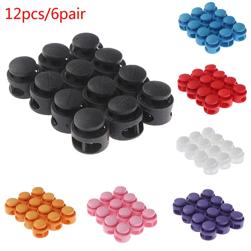 12pcs Double Hole Spring Cord Lock Round Ball Shaped Toggle Stoppers Stop Sliding Cord Fasteners Locks Buttons Ends Replacement
