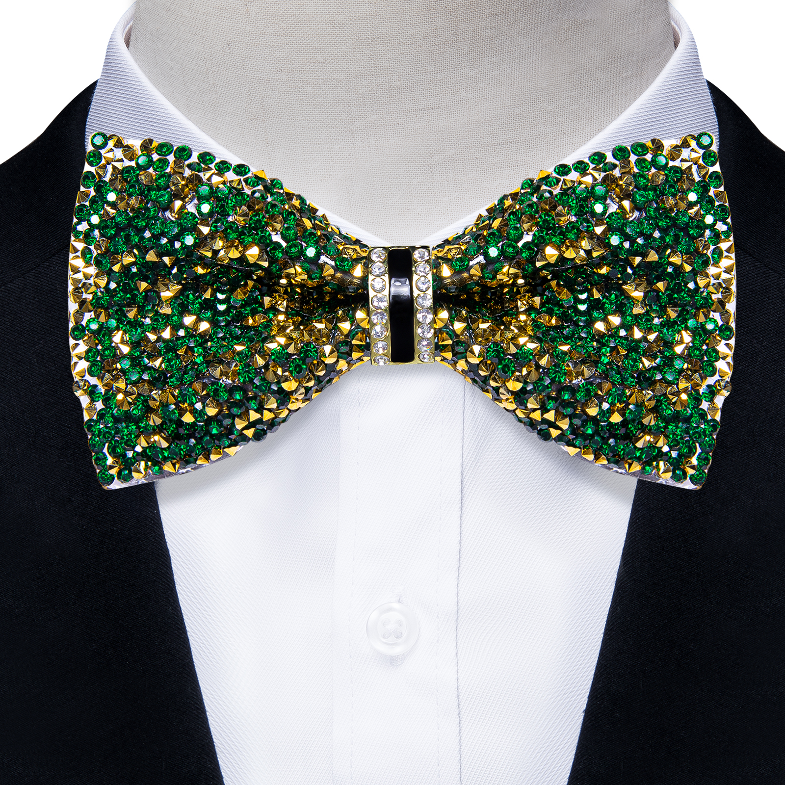 Pajaritas con diamantes de imitación brillantes para hombre, pajarita con lentejuelas de diamantes preatada y longitud ajustable para de boda: PEACOCK BLUE