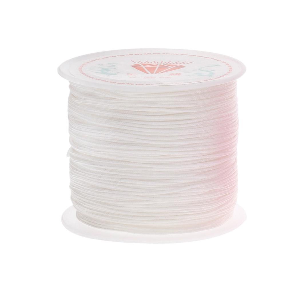 45m/ rollen kleurrijke beginners nylon chinese knoop armband handwerk koord draad macramé diy kralen koord koord gevlochten koord: Wit