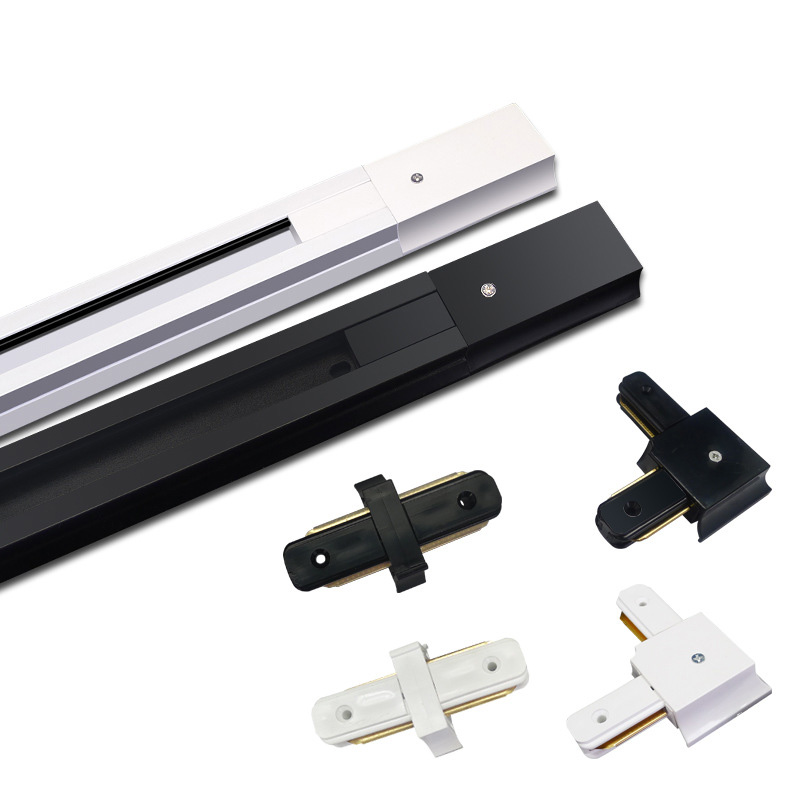Zwart-wit LED-spoorverlichting Rail 0,5M 2-draads geëlektrificeerd aluminium Tweefasige elektrische universele spoorklem Spotlight Lightin