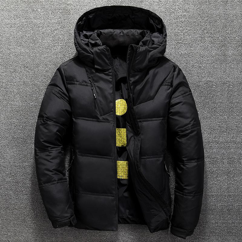 Winter Jacket Mens Thermal Thick Coat Snow Red Black Parka Male Warm Outwear - White Duck Down Jacket Men: Black / M