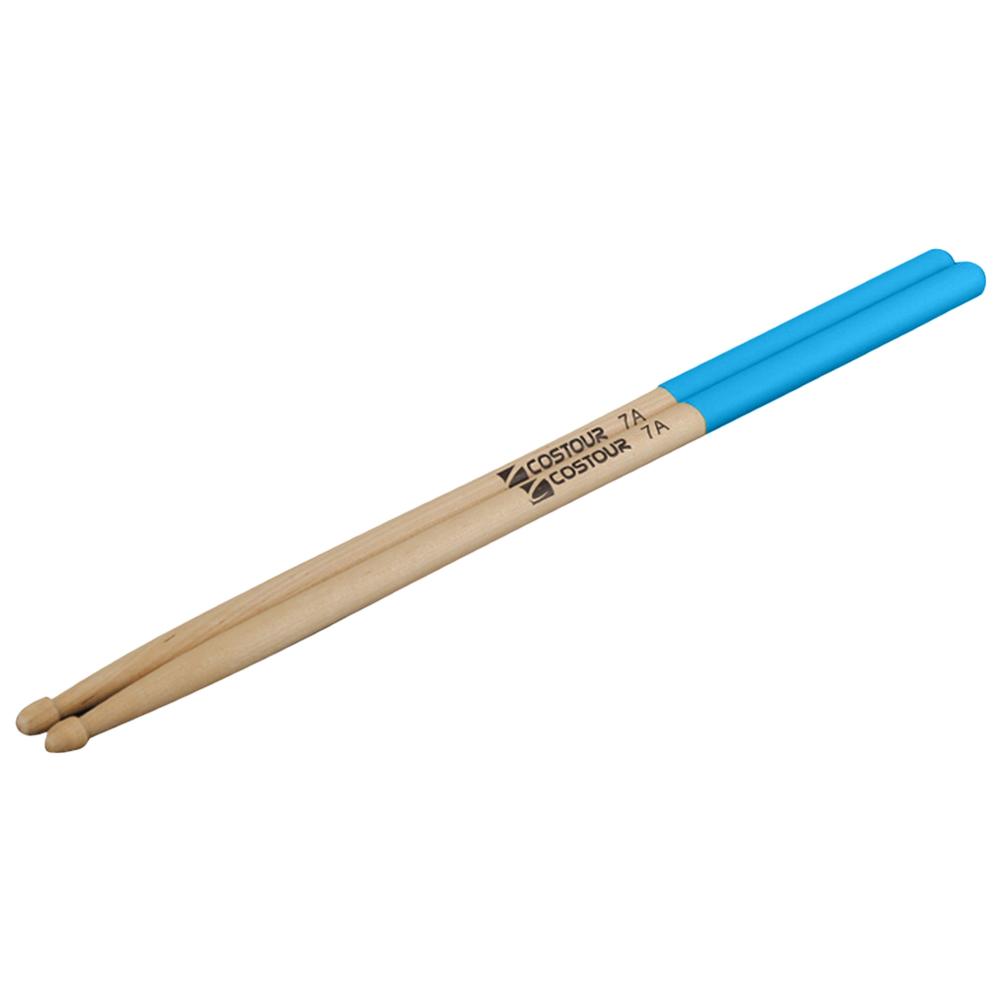 1Pair 7A/5A Durable Drumsticks Silicone Lightweight Drum Sticks Anti-slip -shaped Triangle Skull For Drum Musical Instrument: 7A Blue