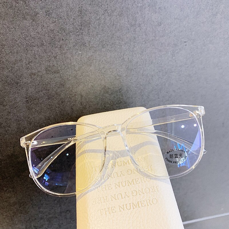 Yooske anti-blu-ray computerbriller mænd overdimensionerede brillerammer til kvinder store runde optiske rammer gennemsigtige briller: Gennemsigtig