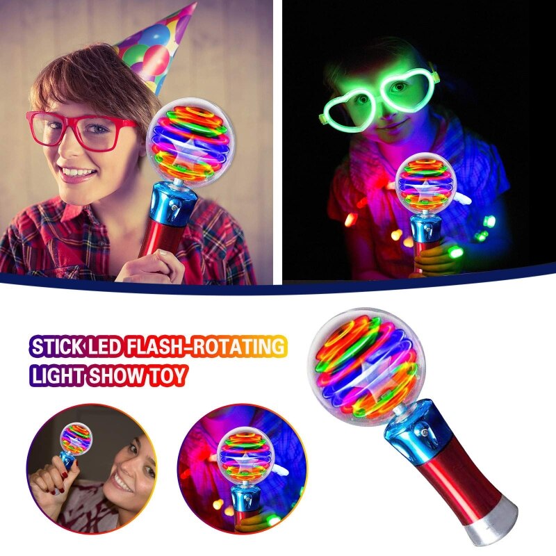 Glowing Sticks Toy Star Spinning Ball Wand Sticks Luminous Light Show Props