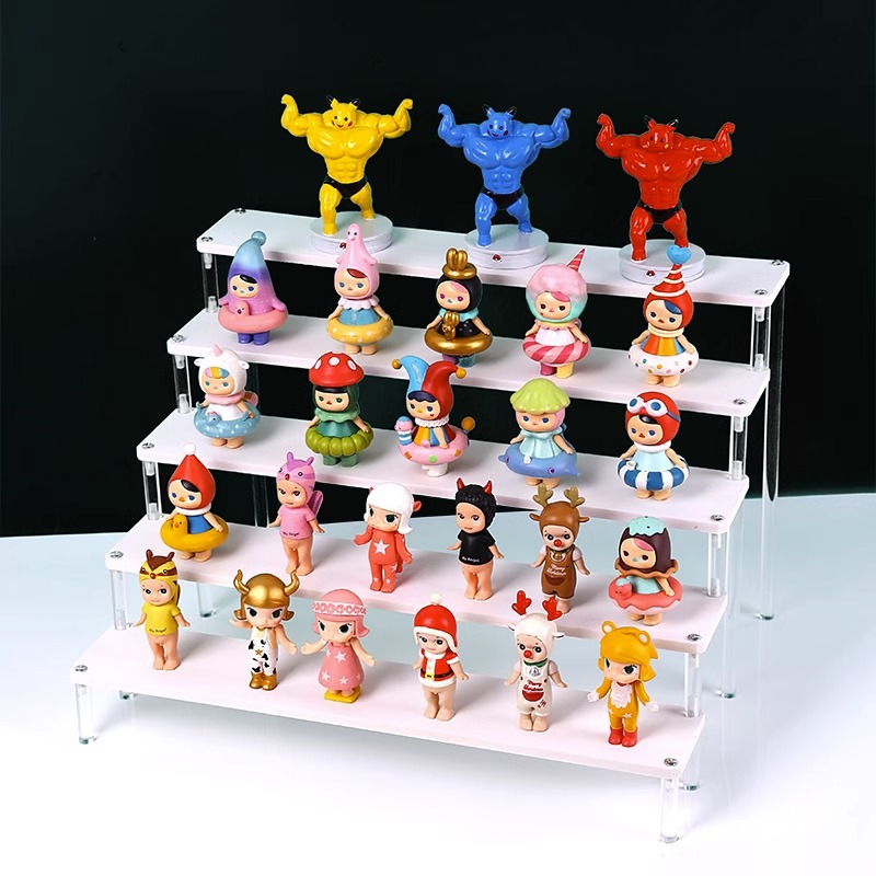 2-5 Tier Acrylic Blind Box Storage Shelf Chevron Steps Toys, Models Display Stand Cosmetics, Skin Care Products Decorative Table