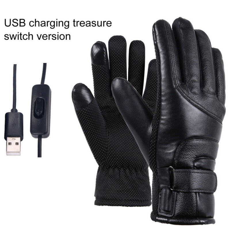 USB Plug Electric Heated Gloves With Touchscreen Finger For Men Winter Hands Warmer Thermal Gloves Windproof For Cold Weat: Default Title