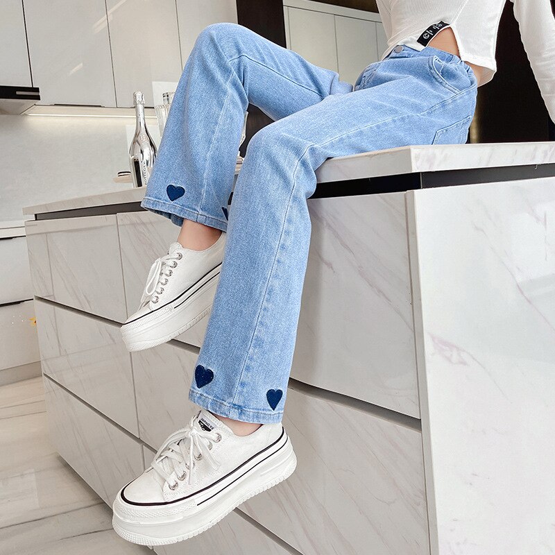Meisje Losse Jeans En Najaar Collection Kinderen Buitenlandse Stijl Grote Kinderen Kleur Jeans Lange Broek