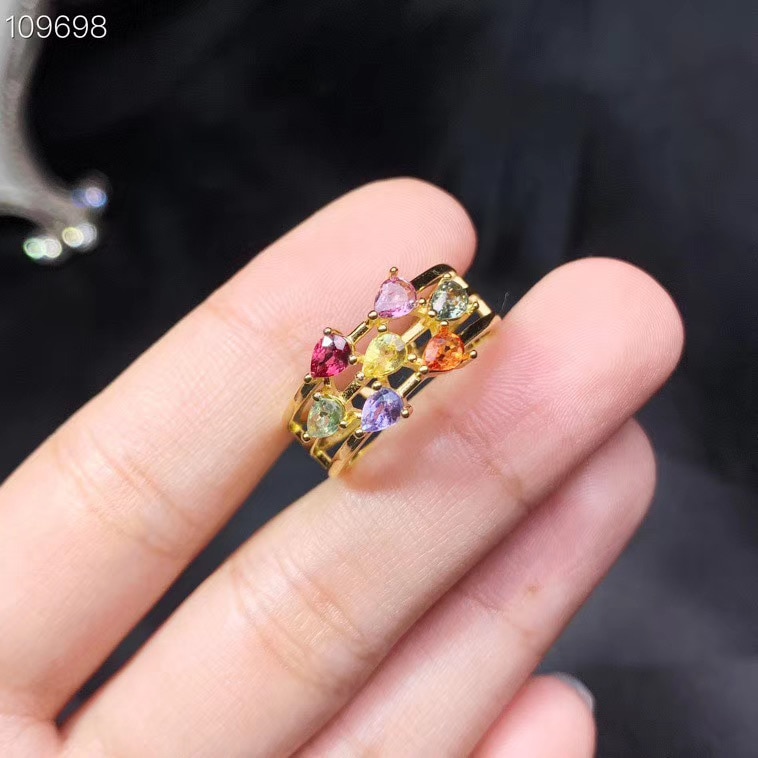 Kjjeaxcmy boutique sieraden 925 sterling zilveren ingelegde natuurlijke gekleurde saffier ring vrouwelijke ondersteuning detectie prachtige populaire