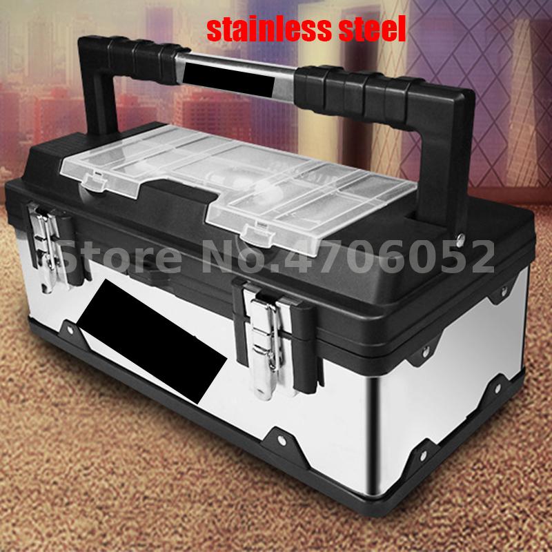 17inches Portable plastic stainless steel toolbox household maintenance electrician plastic Tool Box Multifunctional set 19 17
