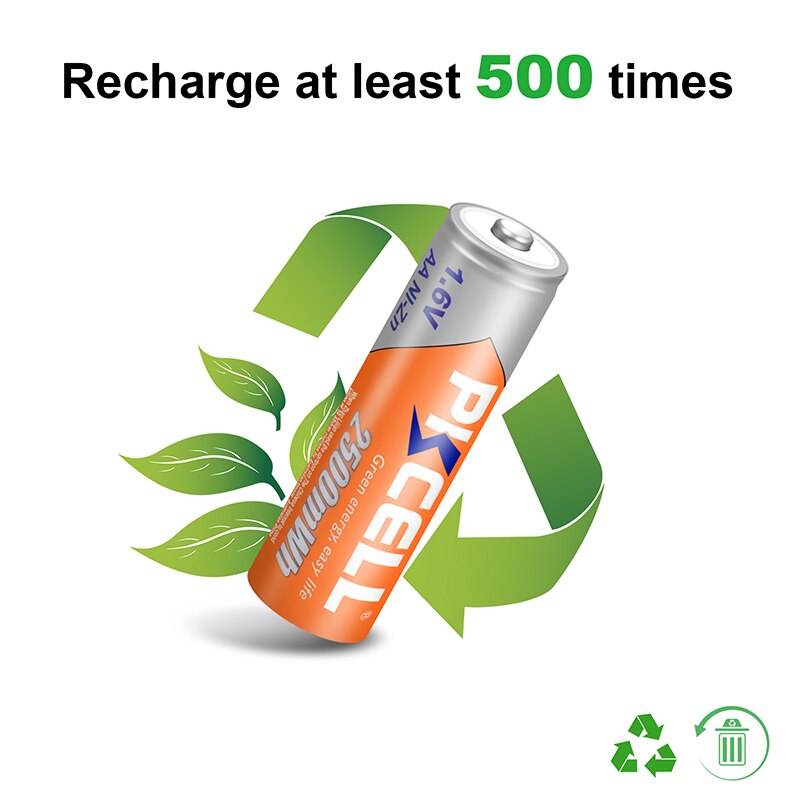 10PCS PKCELL battery AA Ni-Zn AA Rechargeable Battery 1.6V 2500mWh bateria Rechargeable Batteriesfor Toys Camera batteries
