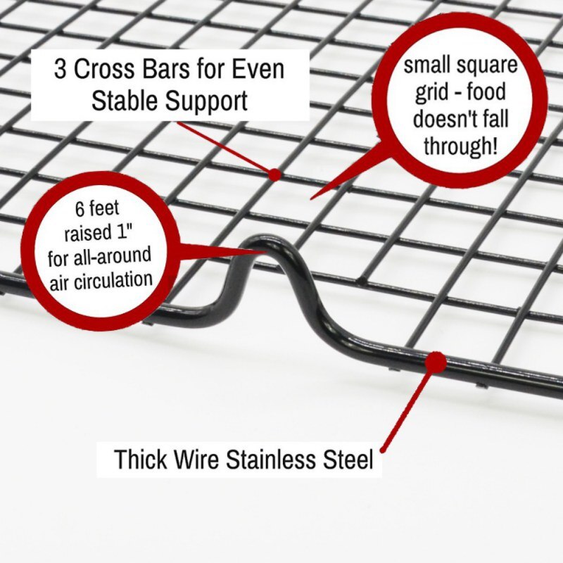 Stainless Steel Wire Grid Cooling Tray Cake Biscuit Food Rack Oven Kitchen Baking Pizza Bread Barbecue Cookie Holder Shelf