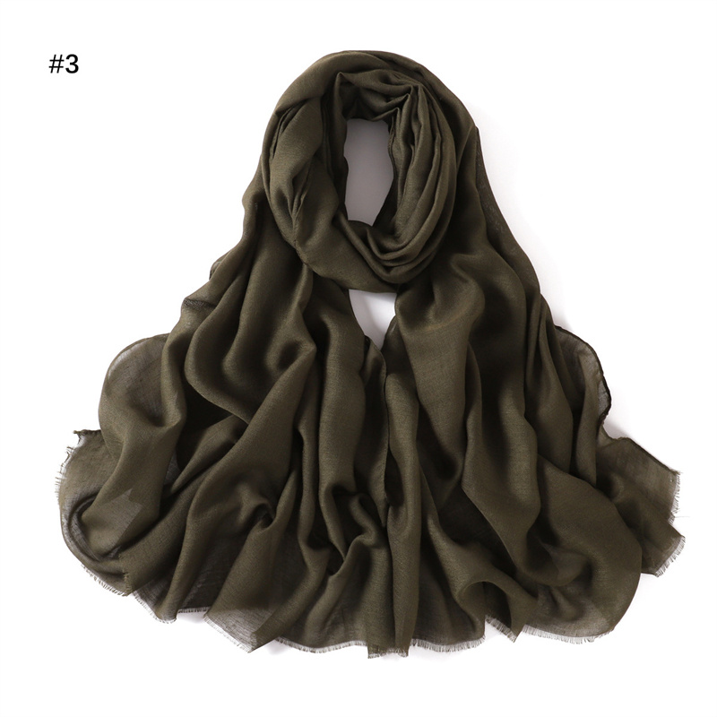 Women Ramadan Muslim Hijab Cotton and Linen Soft Autumn and Winter Solid Color Islam Scarf Headscarf Shawl: Light Coffee