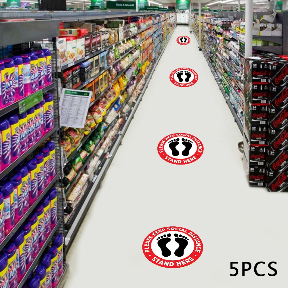 Social Distancing Floor Decal Safety Distance Signs Marker Ground Stickers Foot Distance Anti-Slip Commercial Grade