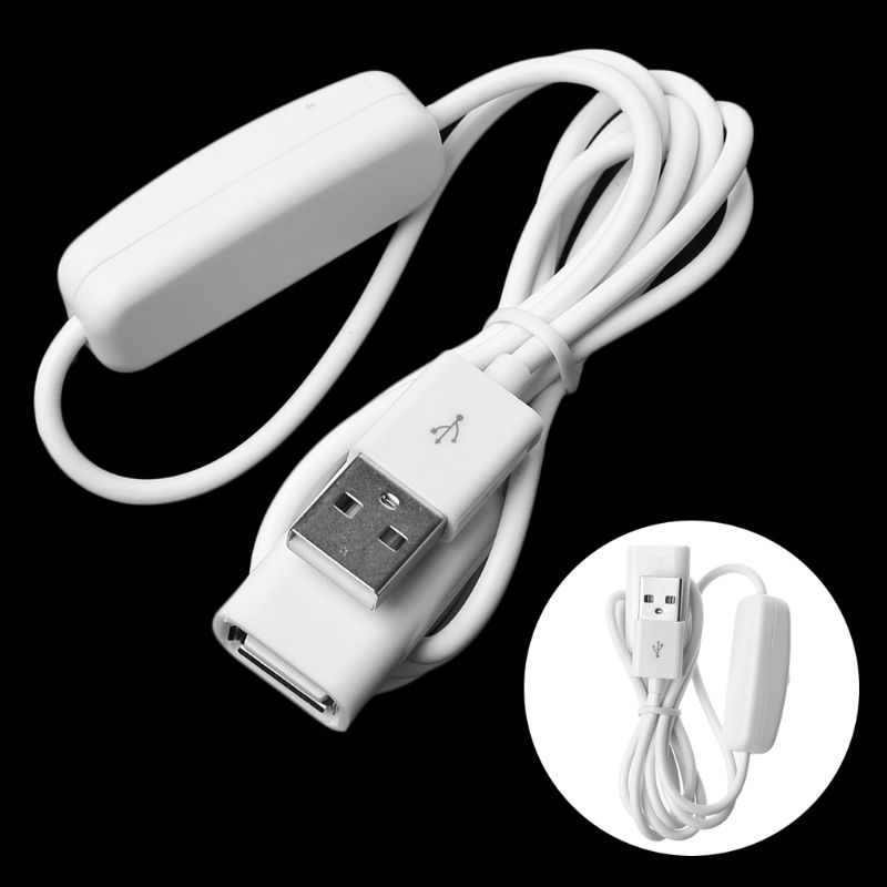 1 stk 2m usb hvit kabel mann til kvinne med slå på / av kabelforlengelsesbryter til usb-lampe usb vifte strømledning