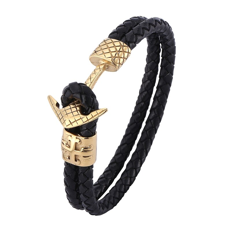 Trendy herre smykker sorte dobbeltlags flettet #39 armbånd rustfrit stål anker håndlavede armbånd armbånd  sp0759