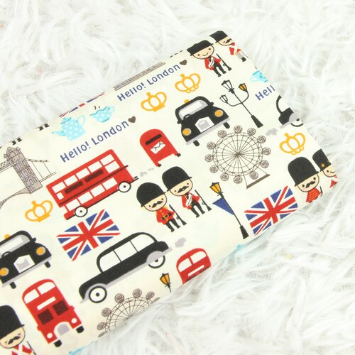 Fina tela de algodón con estampado de Hello London para decoración del hogar, tejido de costura hecho a mano, Patchwork, 110x45cm: Cotton Fabric 1