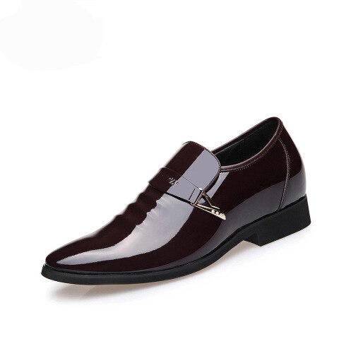 Menn kjole sko spiss tå lær italiensk sko slip on glitter skinn mokkasin herre sko formelle festsko: Brun / 8.5