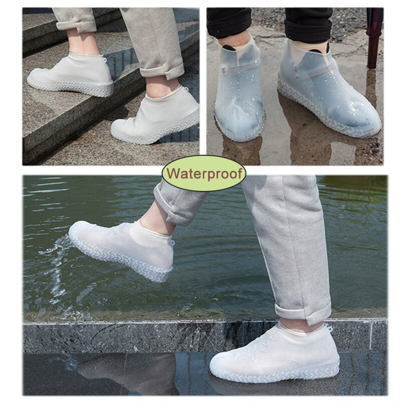 Un par de cubiertas impermeables para zapatos de lluvia, Botas de lluvia de silicona recargables, zapatos de lluvia antideslizantes para hombres y mujeres, suministros de viaje galocha