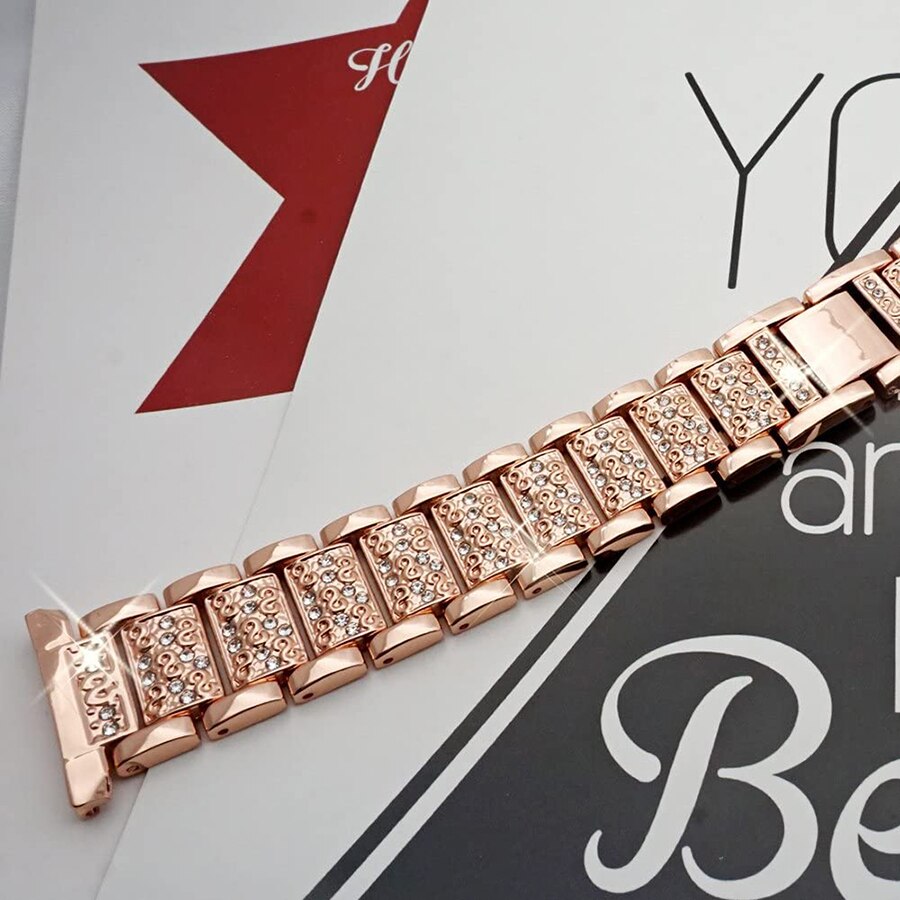 Pulsera brillante para Fitbit Versa 2/3, repuesto de Correa para Fitbit Sense, accesorios de Correa de reloj de Metal para mujer